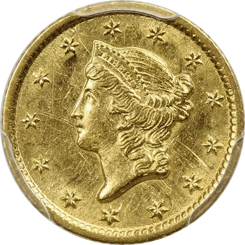 1851-O G$1 Liberty Gold Dollar, PCGS AU Details - Scratched Cover