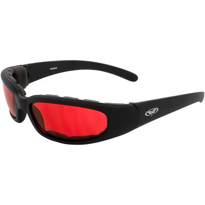 GLOBAL VISION EYEWEAR Global Vision Chicago Motorcycle Padded Glasses Polycarbonate Red Lens UV400