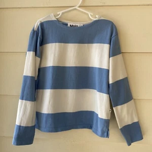 molo girls striped long sleeve top 122 7 8 long sleeve cotton designer pullover - Picture 1 of 12