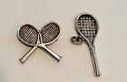 VINTAGE TENNIS RACQUET STERLING SILVER PIN AND CHARM