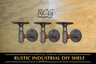 Three 2x4" L Brackets DIY Pipes B (8"-10" deep shelf) urban steampunk rustic - Image 1 of 4