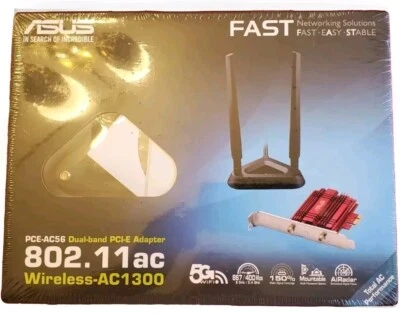 Nuovo ASUS PCE-AC56 Dual Band PCI-E Adattatore WIFI 802.11AC AC1300 - Immagine 1 di 2