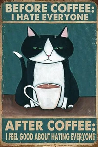 Retro Vintage Funny 8"x12" Coffee Metal Aluminum Sign Garage Kitchen Decor Ba... - Picture 1 of 3