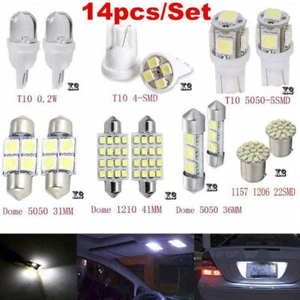 14x White LED Car Interior Inside Light Dome Trunk Map License Plate Lamp Bulbs - Picture 1 of 20
