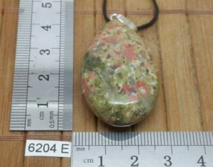 Pendentif grosse UNAKITE XL 40 mm + CORDON REGLABLE reiki collier - Imagen 1 de 3