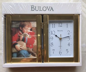 Cornice portafoto Bulova Forte tono oro orologio e cornice foto B-1274 confezione sigillata - Foto 1 di 6