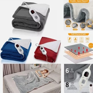 LUXURIOUS ELECTRIC HEATED THROW SOFT FLEECE GREY OVER BLANKET DIGITAL CONTROLLER - Picture 1 of 47