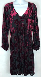 Vestido Taylor Para Mujer Negro Rojo Terciopelo Floral Burnout Manga 3/4 Talla 12 - Imagen 1 de 12