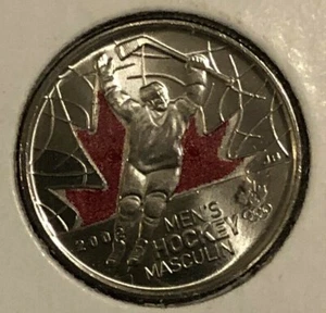 2009 Canada color Men's Hockey Quarters 25 cent 2010 Vancouver Olympics - Imagen 1 de 2