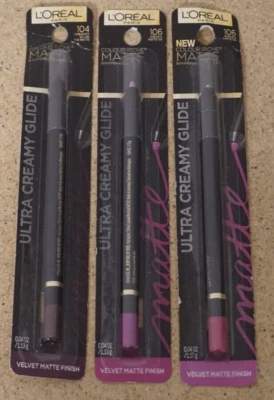 Loreal Colour Riche Matte Lip Liner Different Shades 104 + 2x 106 Velvet Matte - Image 1 of 3