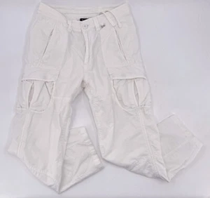 Armani Exchange Cargo Pants Womens 30 White Linen Cotton Pockets Y2K - Picture 1 of 17