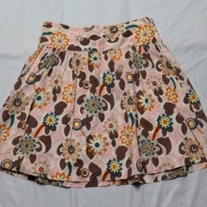 Antigua Falda Azul Marino Vintage Y2K Cintura Baja Retro Estampado Floral Línea A Verano Talla 4 - Imagen 1 de 5