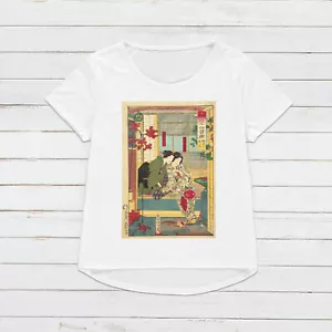 Japanese Ukiyo-e T Shirt Woodblock Art Geisha Maiko Womens Mens Printed Tee Top - Picture 1 of 8