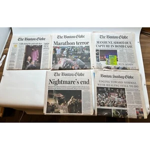 The Boston Globe 2013 Marathon Bombing 5 Complete Newspaper Set - Picture 1 of 12
