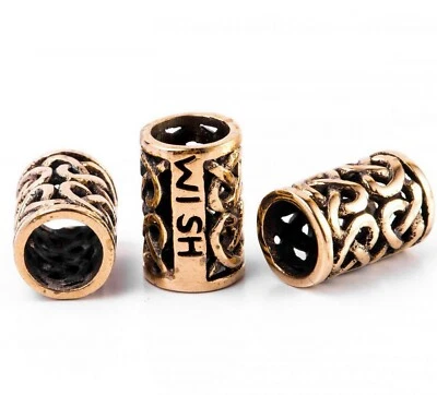 Bronze Bart Perle Bartperle Bartschmuck + Bartgummis Keltische Knoten  6 mm Loch - Bild 1 von 3