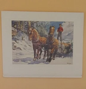 Vintage Christmas Card, Riding The Logs By Peggy Brisby - Used, Card #2 - Picture 1 of 3