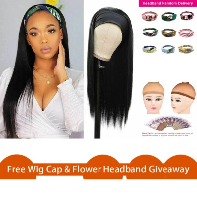 Headband Wig Deep Wave/Straight/Wave Wave natural black 100 Human Virgin Hair  - Image 1 of 4