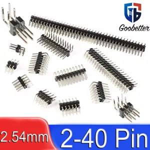Doble fila 2-40 pines 2,54 mm macho PCB ángulo recto pin cabezal tira conector 90° - Imagen 1 de 19