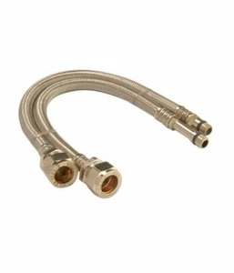 Connettore Rubinetto Flessibile Monoblocco Plumbsure 15mm x 12mm x 300mm (Confezione da 2) - Foto 1 di 1