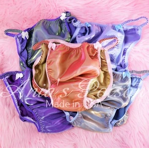 Sissy Satin Panties for MEN - iridiscent wetlook String bikini many colors - Picture 1 of 15