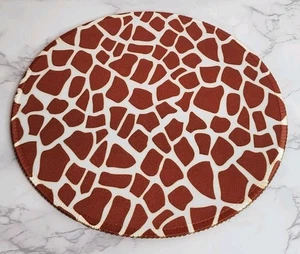 BROWN GIRAFFE ANIMAL PRINT circle PC MOUSE PAD 7.8" DESK MAT OFFICE GIFT  - Picture 1 of 1