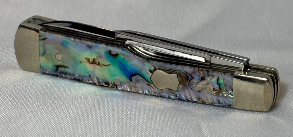 2003-2007 Case Bros Knife Small Gunstock 8215 3 Folding Blades Paua Shell Scales - Image 1 of 4