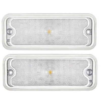 Front Parking Light w/ Housing, Pair, Clear/Amber LED, For Chevy/GMC Truck 73-80 - Image 1 of 4