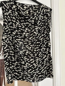 Hobbs Black And Cream Coloured Spotted Sleeveless Silk Top Size 8 - Picture 1 of 4
