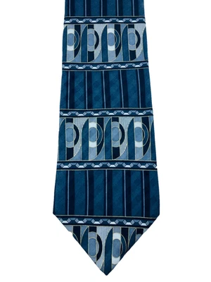 Emilio PUCCI 复古意大利 100% 真丝几何 57x4 灰色黑色金色二手状况完好 #0103 — 第 1/4 张图片