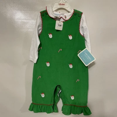 Betti Terrell Bebé Navidad Verde Jersey con Camisa - Santa + Bastón de Caramelo - 12 Meses Foto 1 de 4