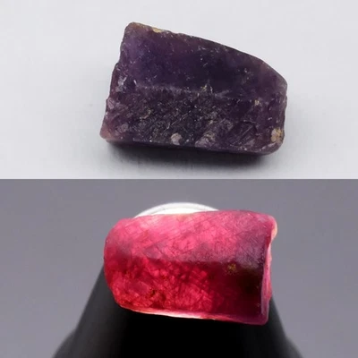 💎 Rubí rojo púrpura natural áspero de 7,40 quilates 11,8 x 8,5 mm - gema de Madagascar sin calefacción Foto 1 de 4