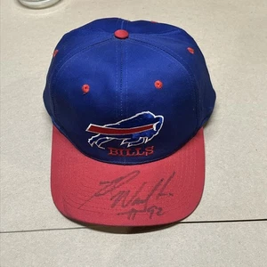 Vintage 90s Buffalo Bills Snapback Hat NFL Football Signed By 92 Ted Washington - Picture 1 of 10