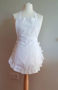 Alice in Wonder 50's Full apron white cotton frill, Junior Adult x large
