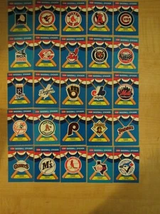 1989 Fleer béisbol equipo grande logotipo pegatinas historia del equipo conjunto casi completo 25/26 - Imagen 1 de 2