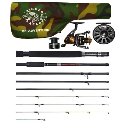 X5 Combination Powerful Compact Travel Fishing Rod 1 spin+1 fly reel+case 7’ 2” - Image 1 of 4