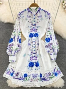 2023 Spring Sweet Hollow Out Letter Embroidery Dress Women's m-xxl - Picture 1 of 6