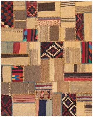 Kelim Patchwork Handgewebter Perserteppich 202x160cm-Nomadic,Orient,kilim,Carpet - Bild 1 von 4