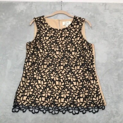 Neiman Marcus Target Lela 玫瑰花卉覆盖丝绸混纺无袖上衣 M — 第 1/4 张图片