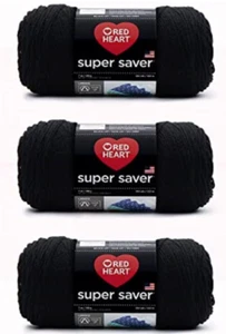 Red Heart Super Saver Black Yarn - 3 Pack of 198g/7oz 364 Yards - Picture 1 of 2