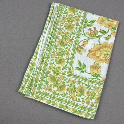April Cornell Tablecloth Floral Yellow & Green Jacobean Scrolling Cotton 60x82 - Image 1 of 4