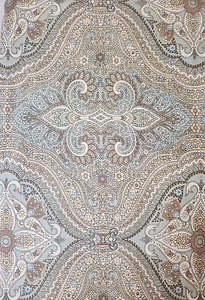 Waverly Inspirations Screen print Fabric Blue Tan Ivory 55" W x 2 Yards Paisley - Picture 1 of 6