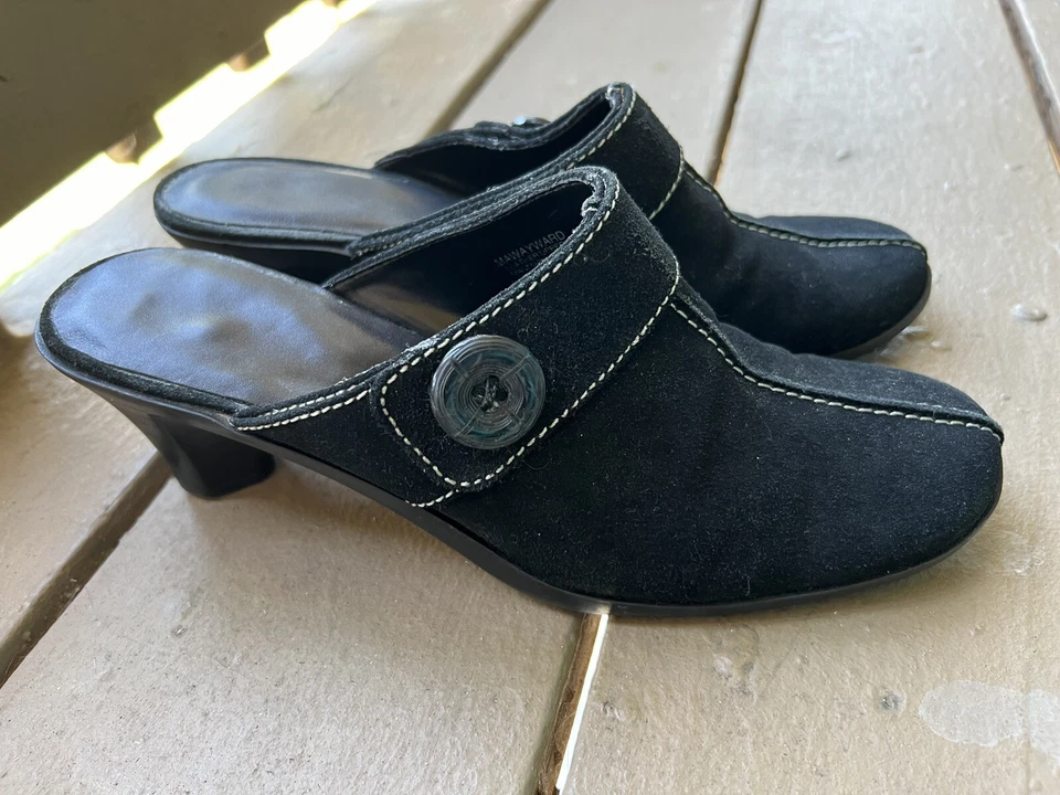 Zapatos sin cordones para mujer Anne Klein iflex negros gamuza talla US 7,5 tacón sin cordones. Foto 1 de 4