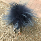 Dark Navy Blue 15cm 6" Real Raccoon Fur Ball Bag Charm Keychain