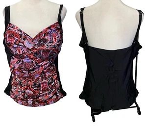 MAZU Canotta da Bagno Donna Taglia 18W Rosso Nero Spiaggia Viaggio Vacanze 4A-9 - Foto 1 di 10