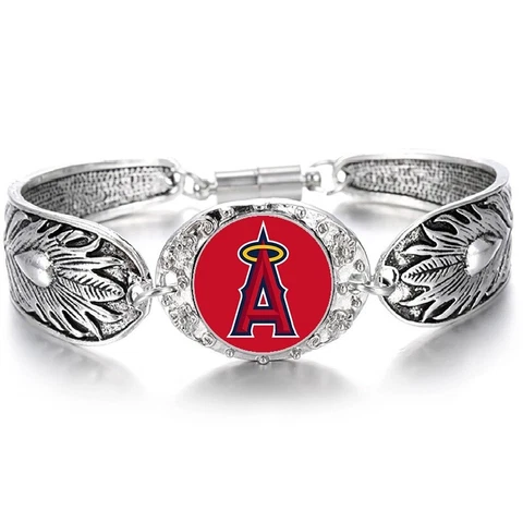 Los Angeles Angels LA Women's Sterling Silver Bracelet Baseball w Gift Pkg D3 Cover
