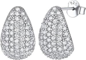ChicSilver Silver Teardrop Earrings 925 Sterling Silver Chunky Hoop Earrings