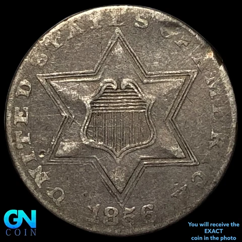 1856 3 Cent Silver Piece    #E4636 Cover