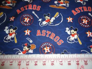 ( 1/2 Yard ) MLB Houston Astros Mickey Mouse Cotton Fabric (18" x 44" ) - Picture 1 of 2