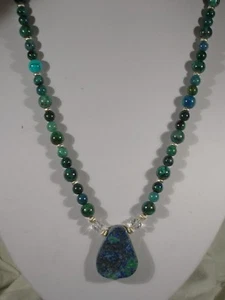 20 Zoll Chrysokoll Perlen Halskette - Bild 1 von 2