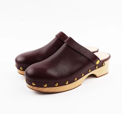 Zuecos de cuero convertibles J Crew BA188 NUEVOS EN CAJA talla 8,5 en puerto (vino) *COLOR RARO* Foto 1 de 4